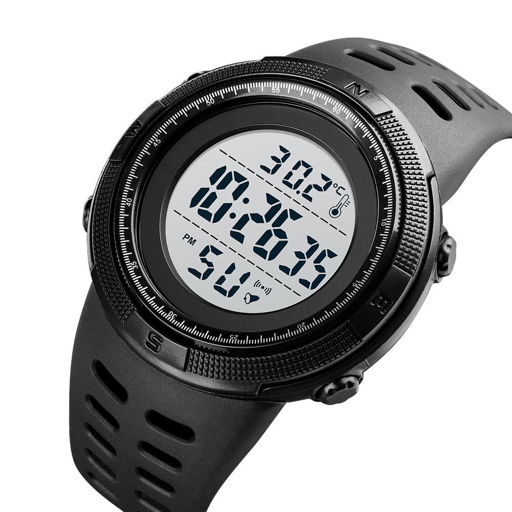 SKMEI 1681 Body Temperature Men's Watch Electronic 5Bar Waterproof Long Battery Life Alarm Clock LED Healthy Male Sport Watch - Korvel