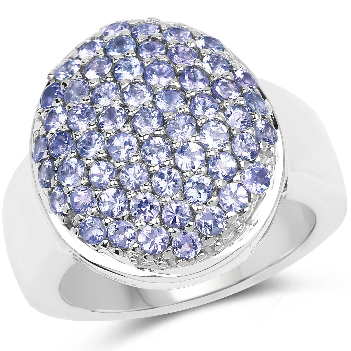 2.00 Carat Genuine Tanzanite Sterling Silver Engagement Ring
