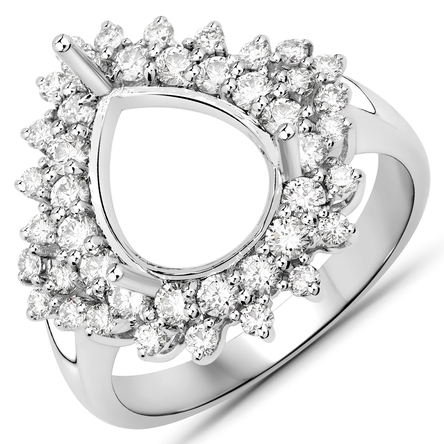Anillo de Compromiso Semi Montura de Diamante Blanco de 0.89 Quilates en Oro Blanco de 14K