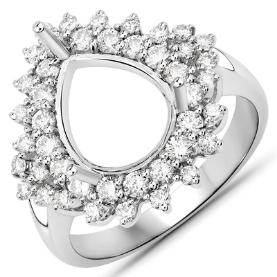Anillo de Compromiso Semi Montura de Diamante Blanco de 0.89 Quilates en Oro Blanco de 14K