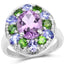 3.89 Carat Amethyst, Tanzanite & Chrome Diopside Sterling Silver Ring