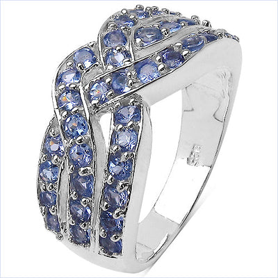 Bague de fiançailles en argent sterling avec tanzanite véritable de 1,26 carat
