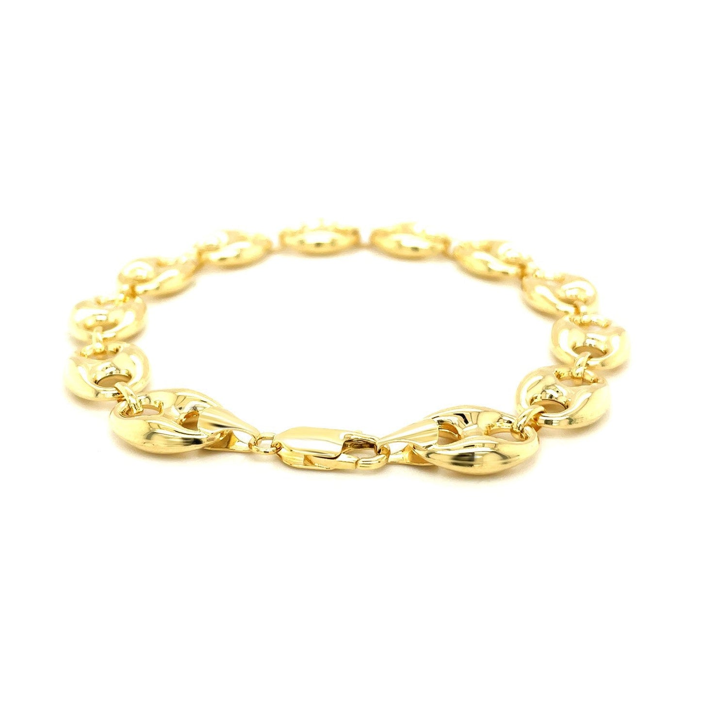 14k Yellow Gold Puffed Mariner Link Bracelet - 11mm