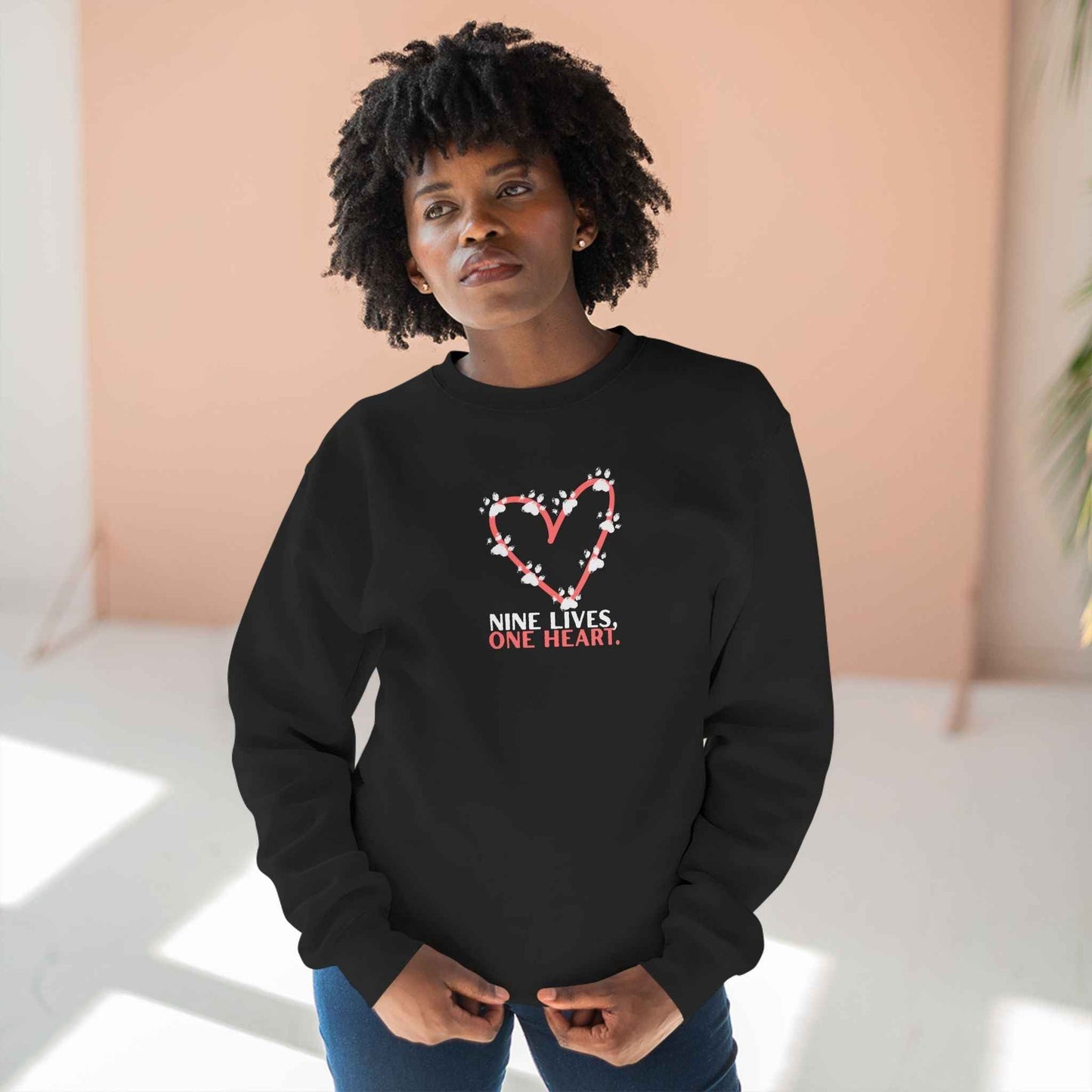 Nine Lives, One Heart Cat Lover Sweatshirt