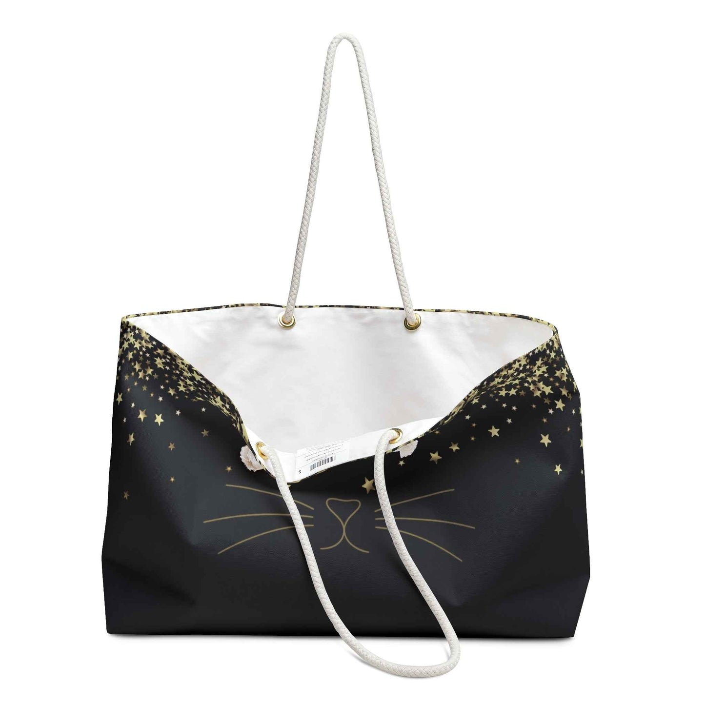 Midnight Whiskers Weekender Bag - Minimalist Cat Travel Tote