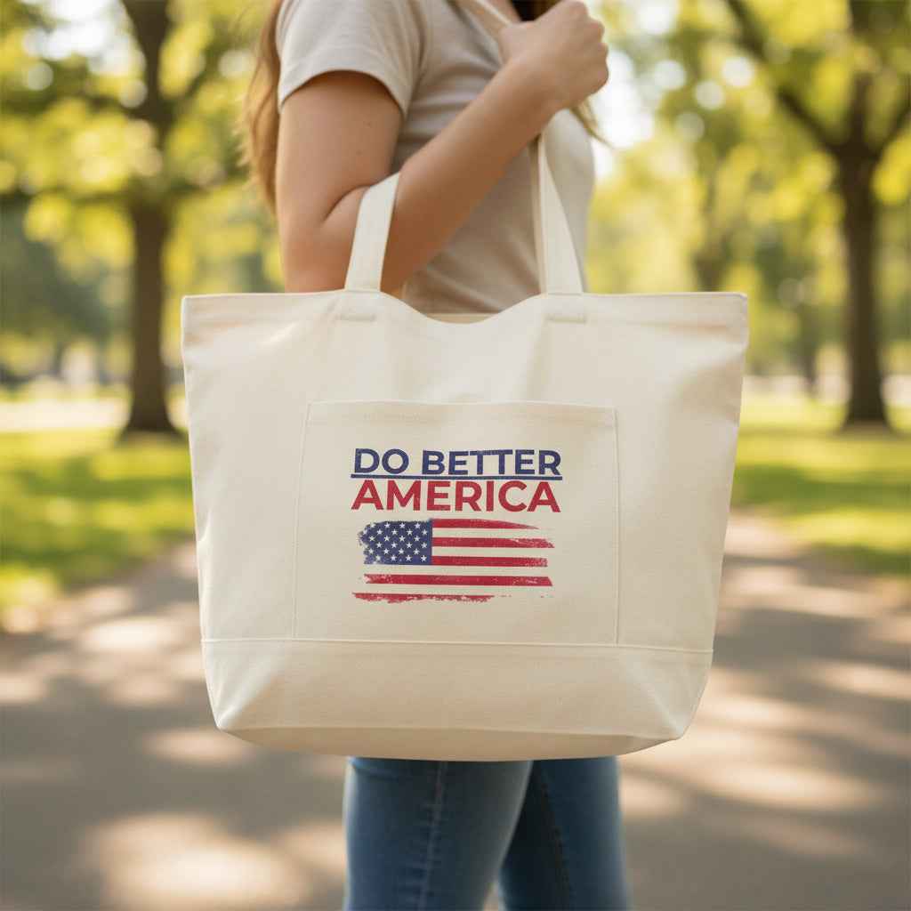 Do Better America Canvas Tote Bag – Heavyweight Zipper Tote
