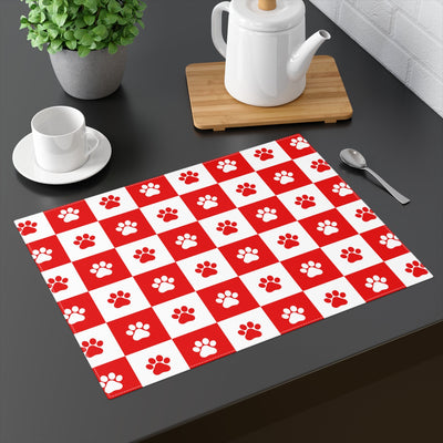 Festive Red & White Paws Dining Placemat - 1pc - Korvel