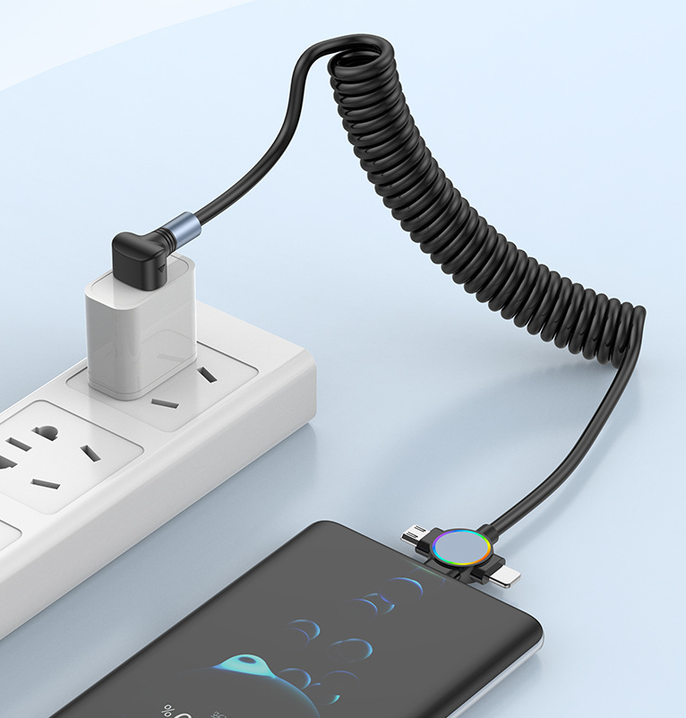 Câble de données USB rétractable trois en un pour charge rapide