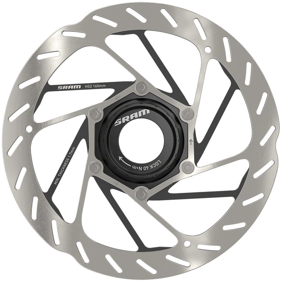 Rotor de frein à disque SRAM HS2 - 160 mm Center Lock Argent/Noir