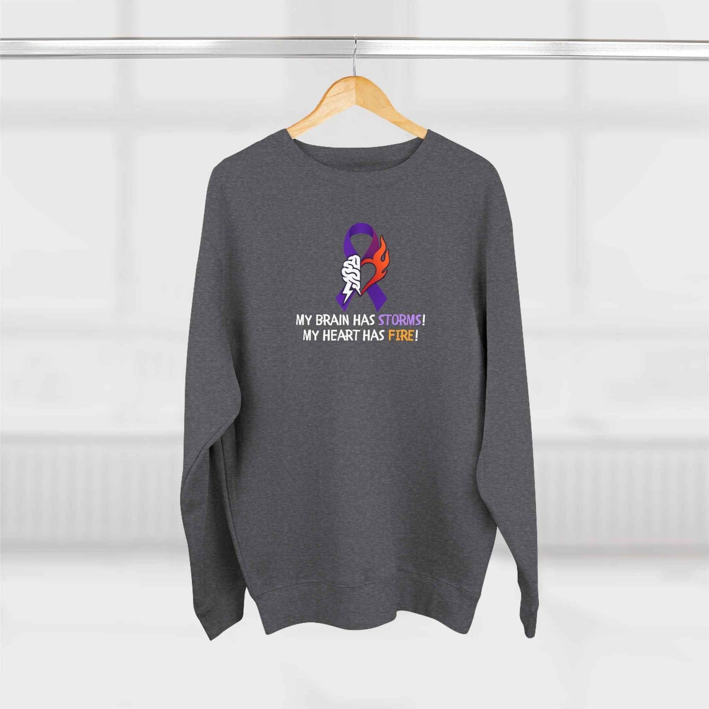 Epilepsy Awareness Unisex Sweatshirt - Brain Storms & Heart Fire