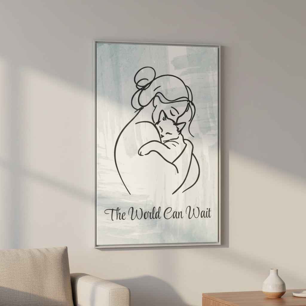 L'impression sur toile Chat Le Monde Peut Attendre