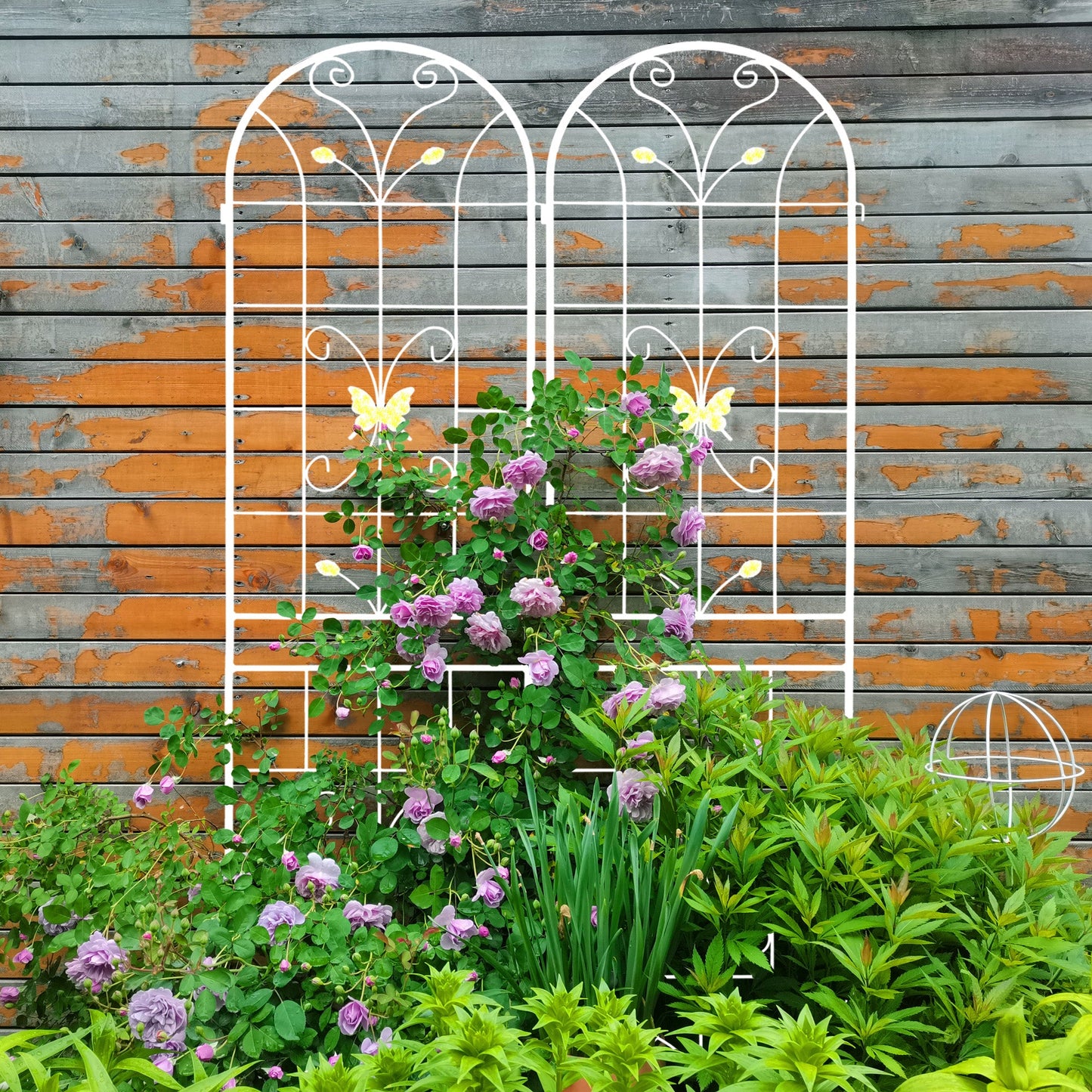 2 Pack Metal Garden Trellis 86.7" x 19.7" Rustproof Trellis for Climbing Plants Outdoor Flower Support Cream White - Korvel