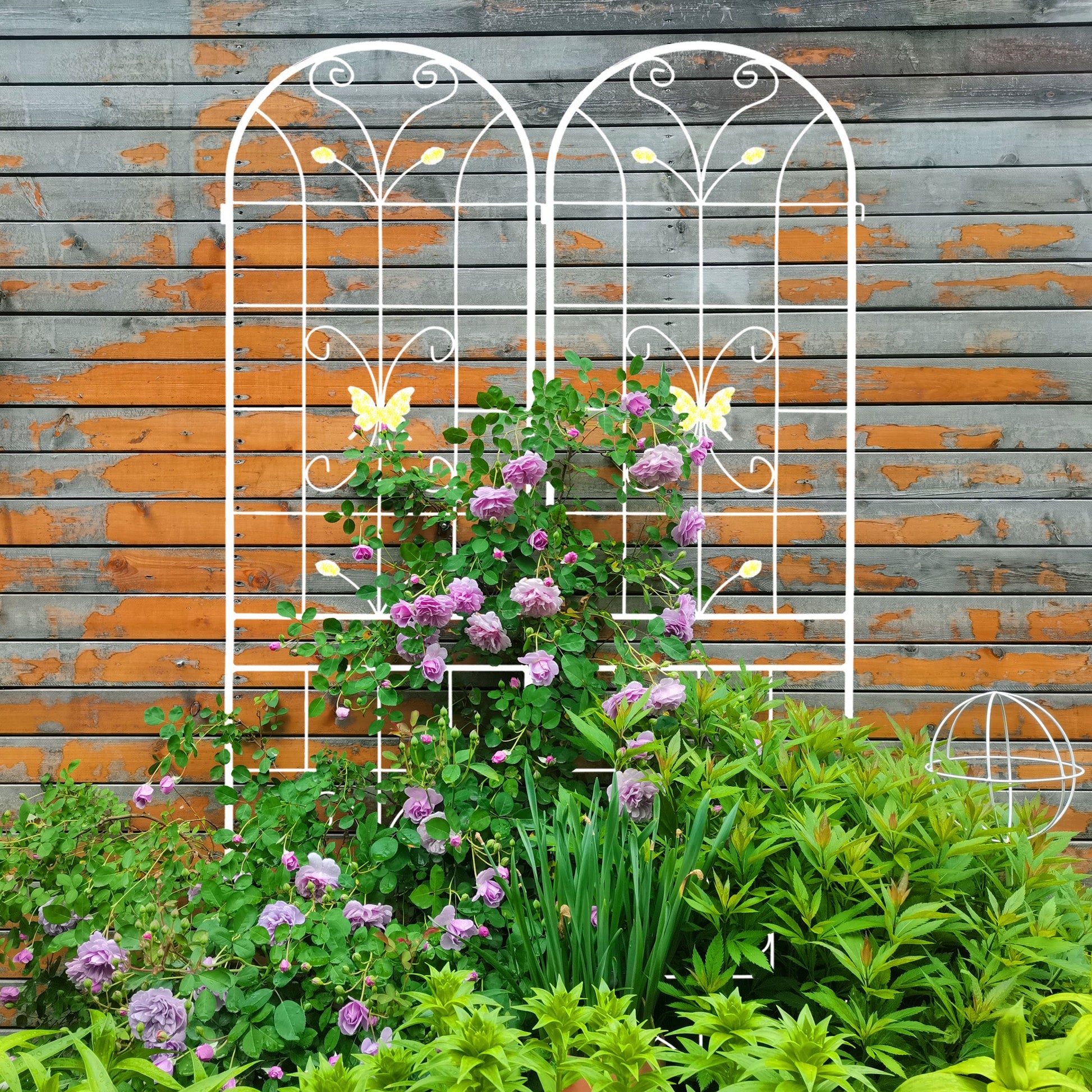 2 Pack Metal Garden Trellis 86.7" x 19.7" Rustproof Trellis for Climbing Plants Outdoor Flower Support Cream White - Korvel