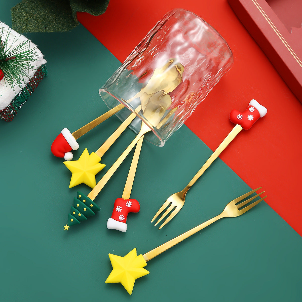 Christmas gift tableware stainless steel coffee spoon dessert spoon fork set - Korvel