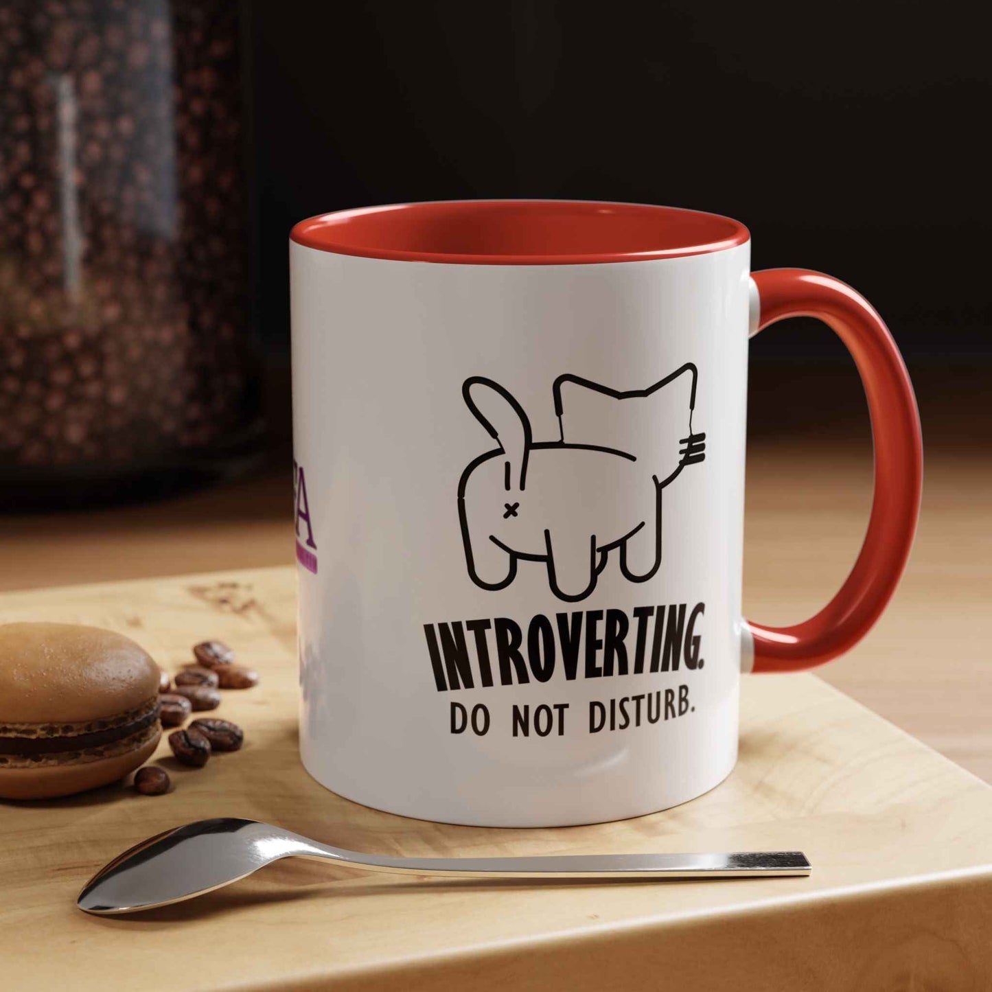 Introvertido. No molestar. Taza de café de gato en dos tonos