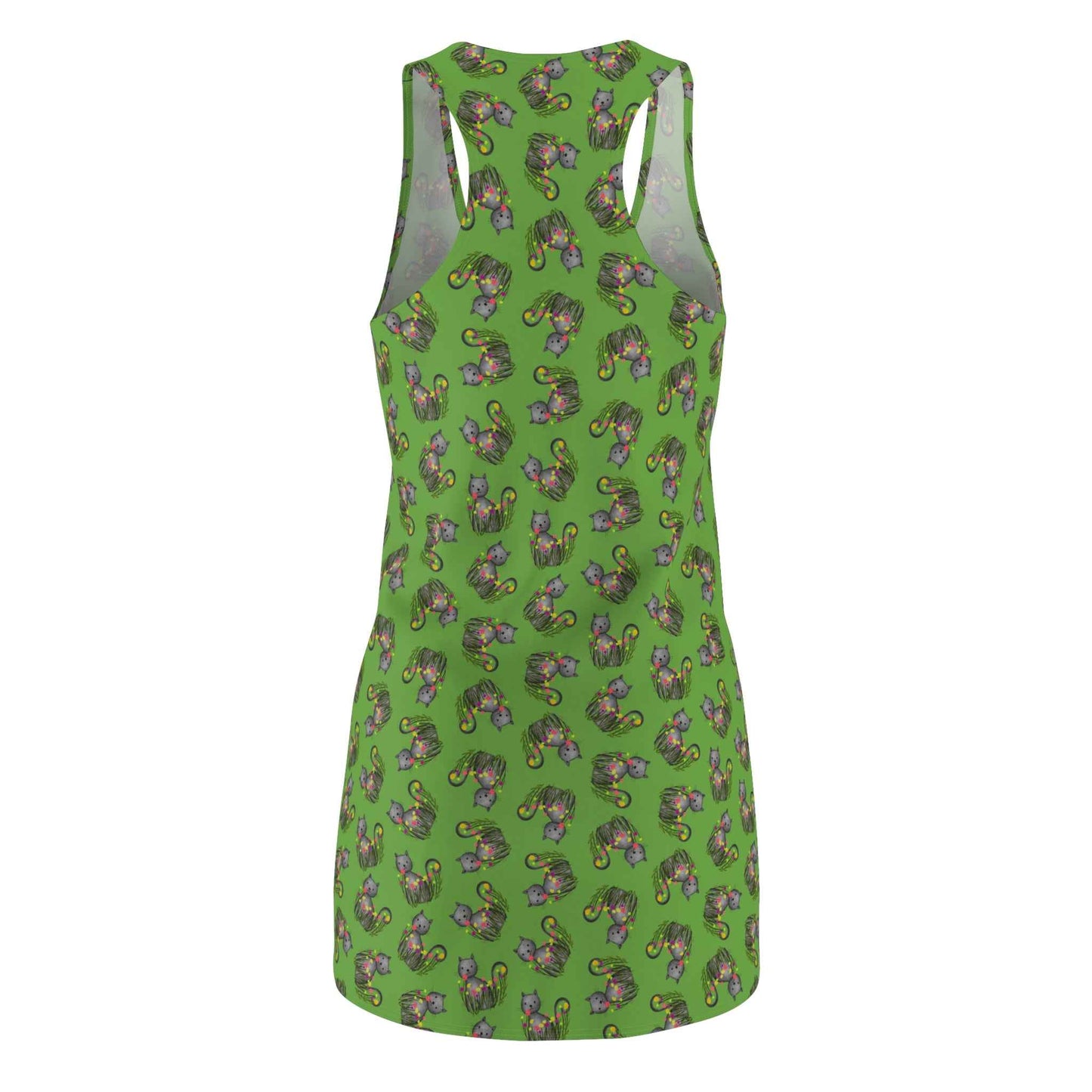 Green WhimsiCat Racerback Dress – Playful Athletic Style