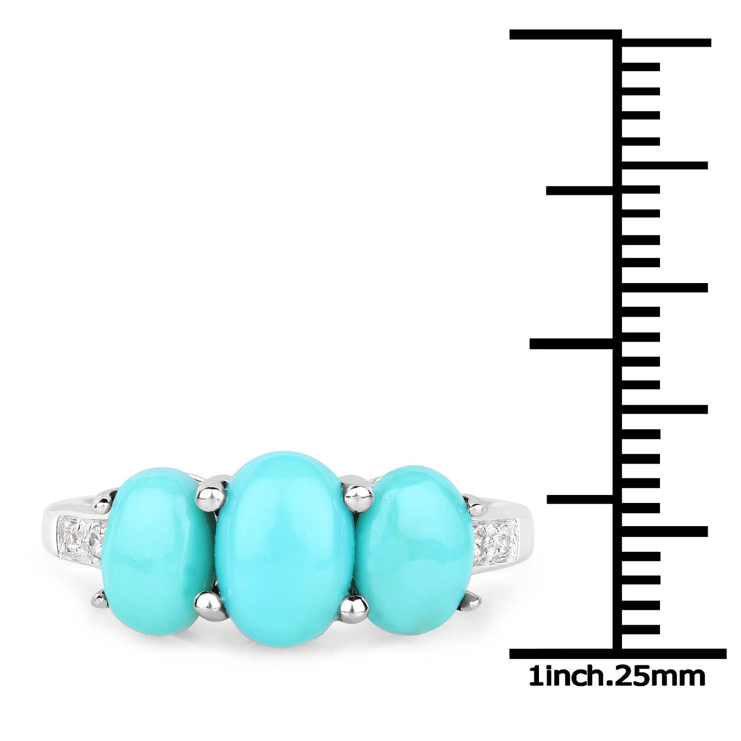 Anillo de Plata Esterlina de 2.97 Quilates con Turquesa y Circonita Blanca