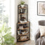 6-story corner open bookshelf modern bookshelf wooden frame independent bookshelf unit, country brown - Korvel