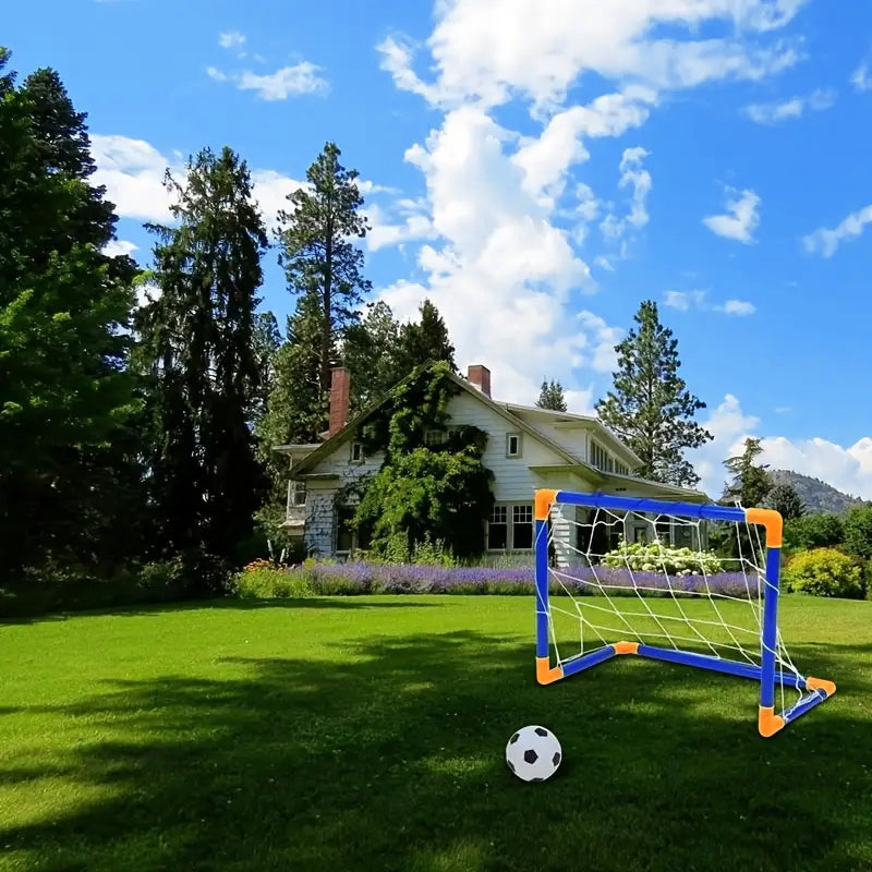 Mini foldable plastic soccer set, detachable posts, high-strength, indoor/outdoor, kids' bday gift - Korvel