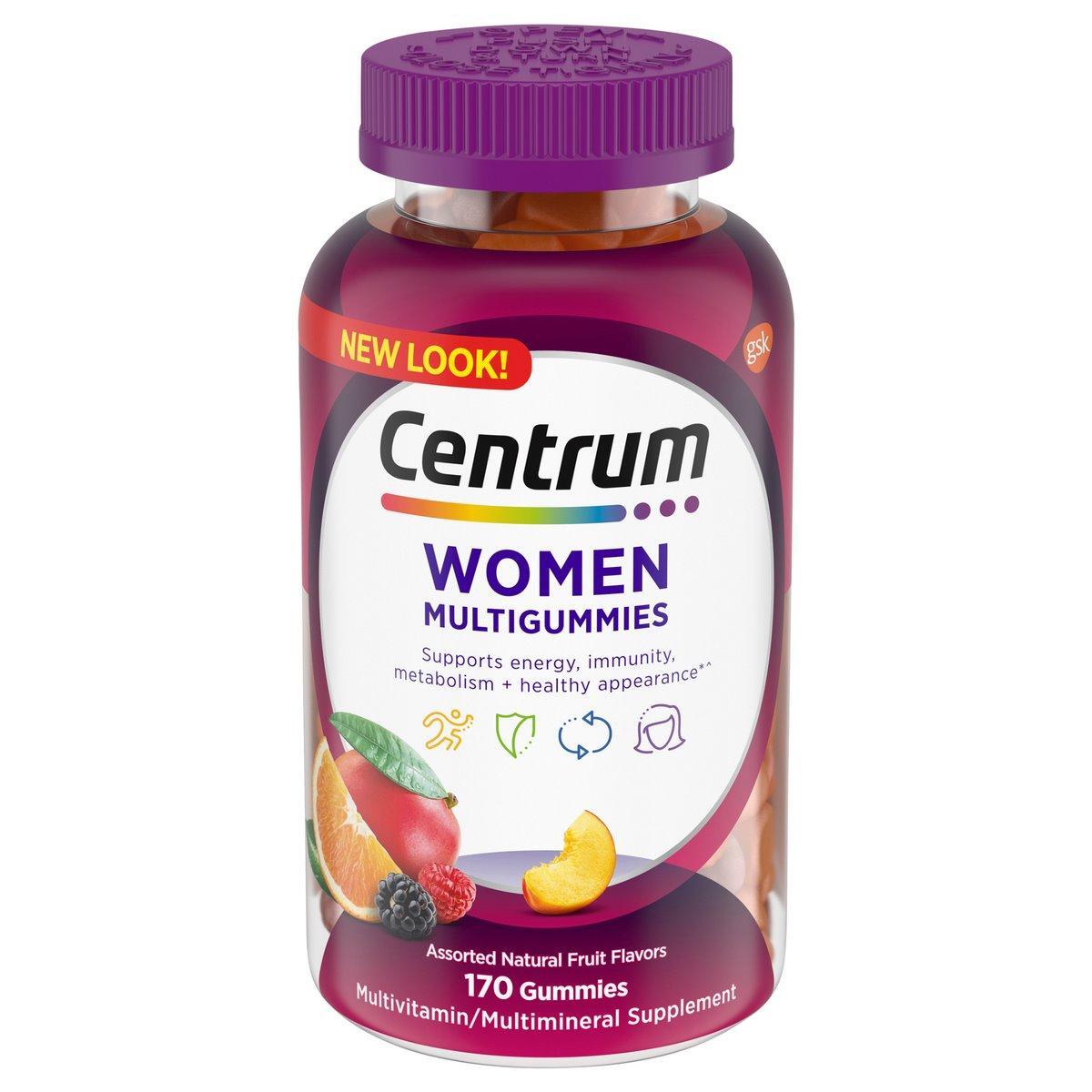 Centrum Femmes Gummies Multivitamines - 170 Compte, Saveurs de Fruits Assortis