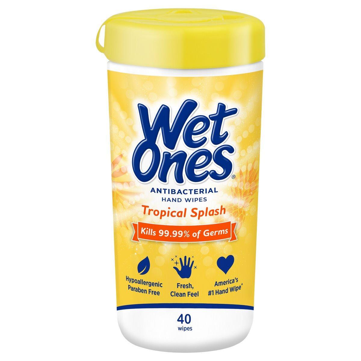 Lingettes antibactériennes Wet Ones, parfum Tropical Splash – 40 unités par boîte