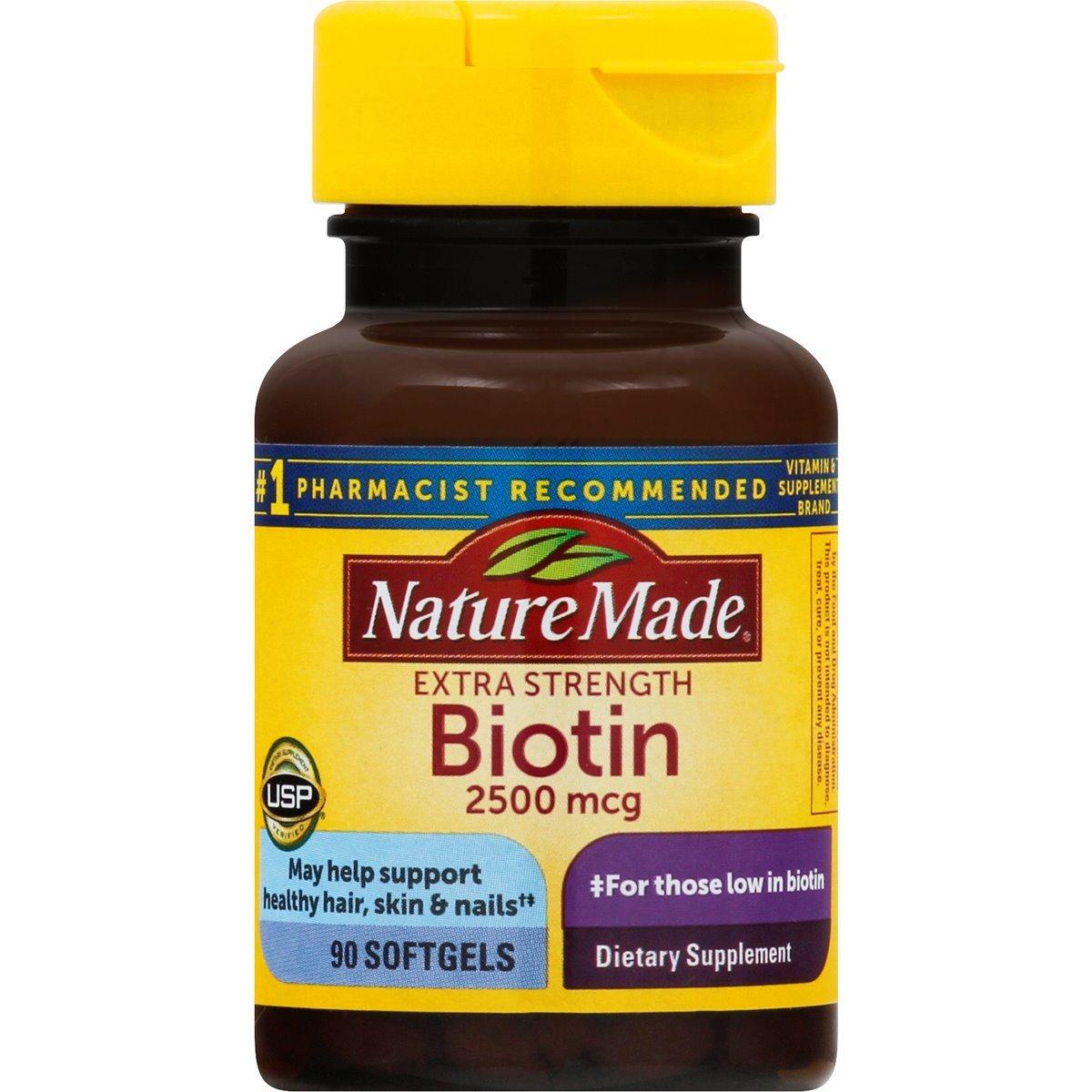 Nature Made Biotin Suplemento de Fuerza Extra en Cápsulas Blandas, 2500 Mcg