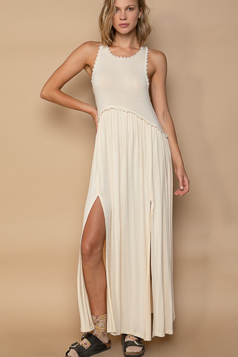 Elegant Sleeveless Back Zipper Maxi Dress