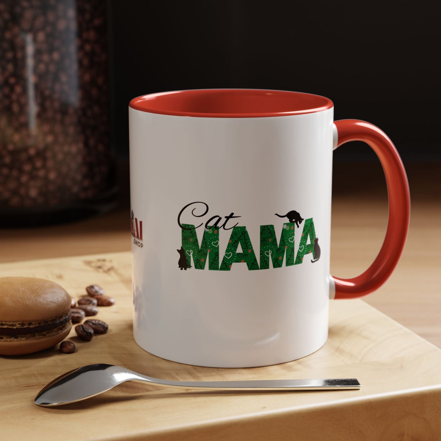 Christmas Cat Mama Accent Coffee Mug - 11oz & 15oz