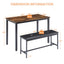 Dining Table Set Barstool Dining Table (with 2 PU Upholstered Benches) Industrial Style Dining Table and Chairs - Korvel