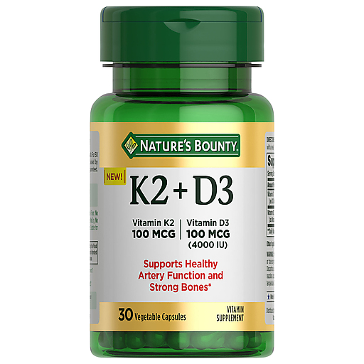 Nature's Bounty Vitamine K2 + D3, 100 Mcg, Capsules Végétales