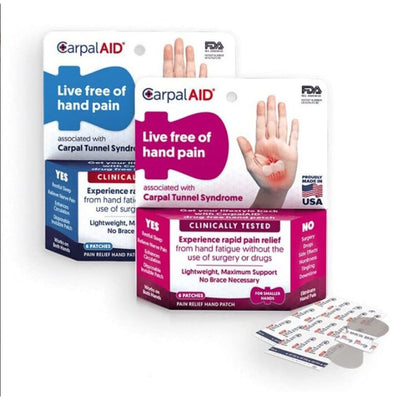 CarpalAid Pain Relief Hand Patch - 6 Patches for Larger Hands