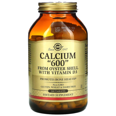 Solgar Calcium 600 à partir de coquille d'huître avec vitamine D3, 240 comprimés