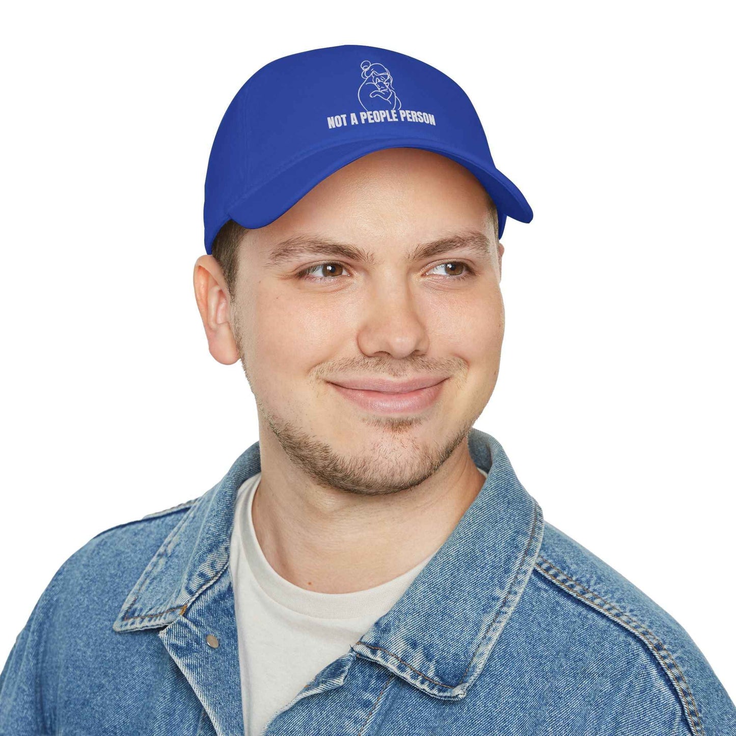 Casquette en coton à profil bas avec art linéaire de chat "Pas une personne sociable"