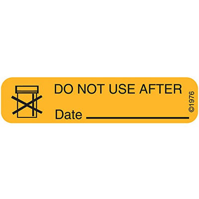 Pharmex 1-28G Permanent Paper Label, "Don't USE After", Goldenrod