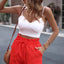 Summer new fungus waist slanted pocket casual shorts - Korvel