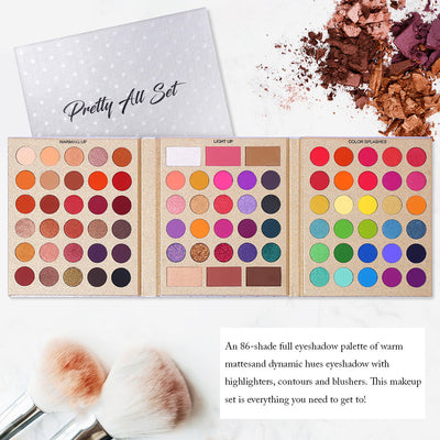 UCANBE 86 Colors Pretty Eyeshadow Palette Pearlescent Matte Eyeshadow Contouring Blush Highlight Multi effect Makeup - Korvel