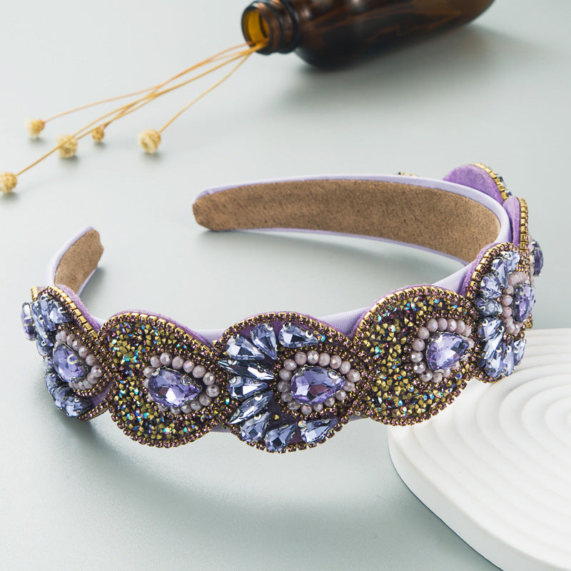 Hair Hoop Fashion Retro Baroque Crystal Head Hoop Korean High-End Hair Accessories Korean Version Of The Hair Cave - Korvel