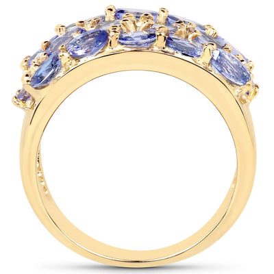 Bague de fiançailles en argent sterling avec tanzanite véritable de 2,72 carats