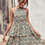 Vestido Halter Impreso de Verano - A-Line Sin Espalda Boho