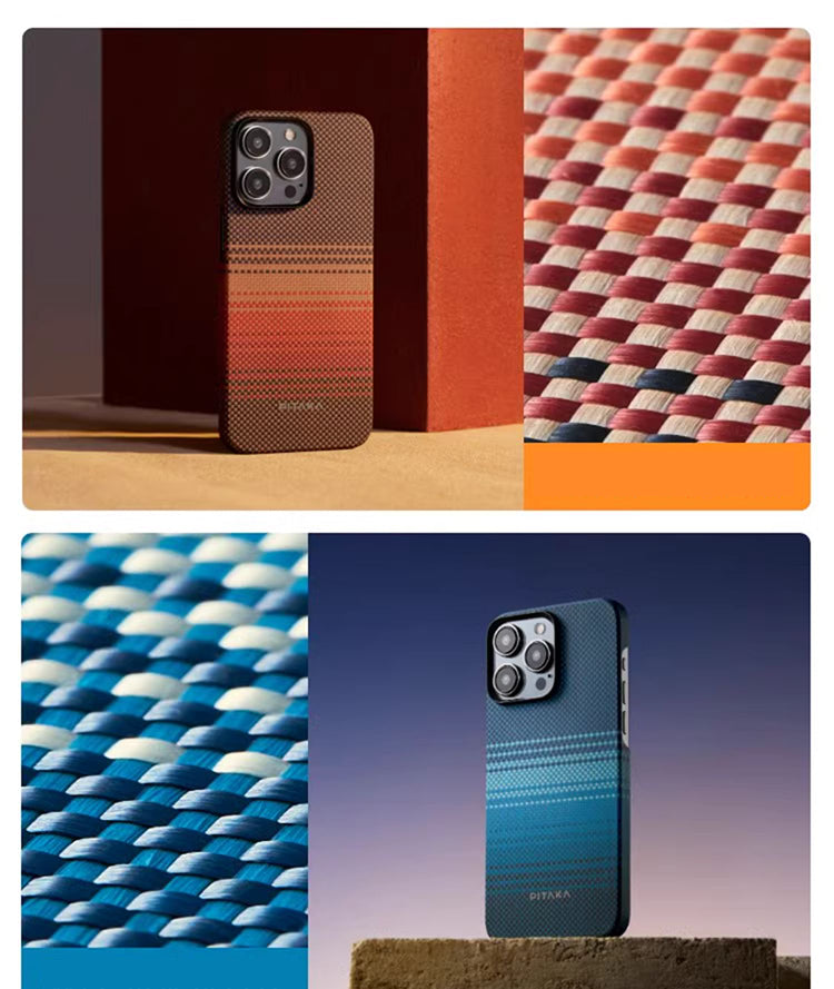 PITAKA is suitable for Apple 15promax magnetic sunset moonrise Kevlar floating aramid high-end magsafe carbon fiber mobile phone case - Korvel