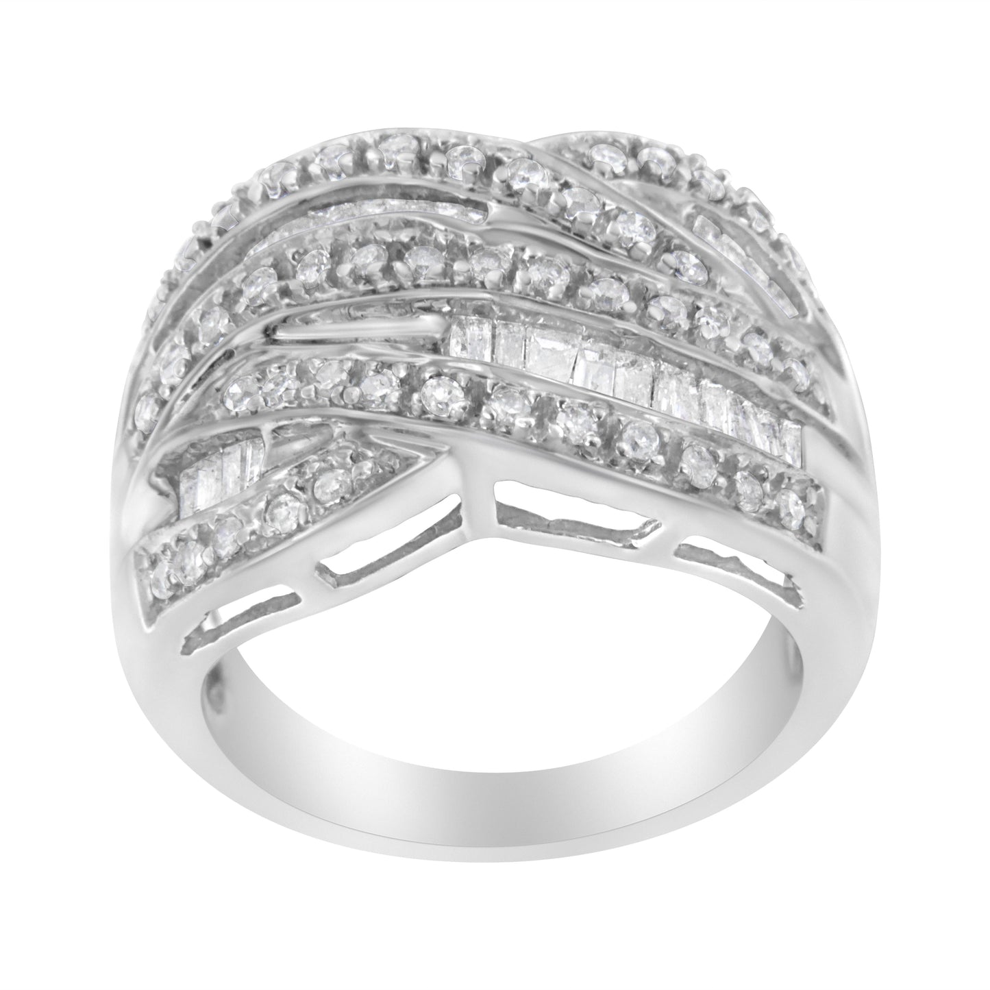 Anillo de Bypass de Diamantes en Plata Esterlina .925 - Talla 7