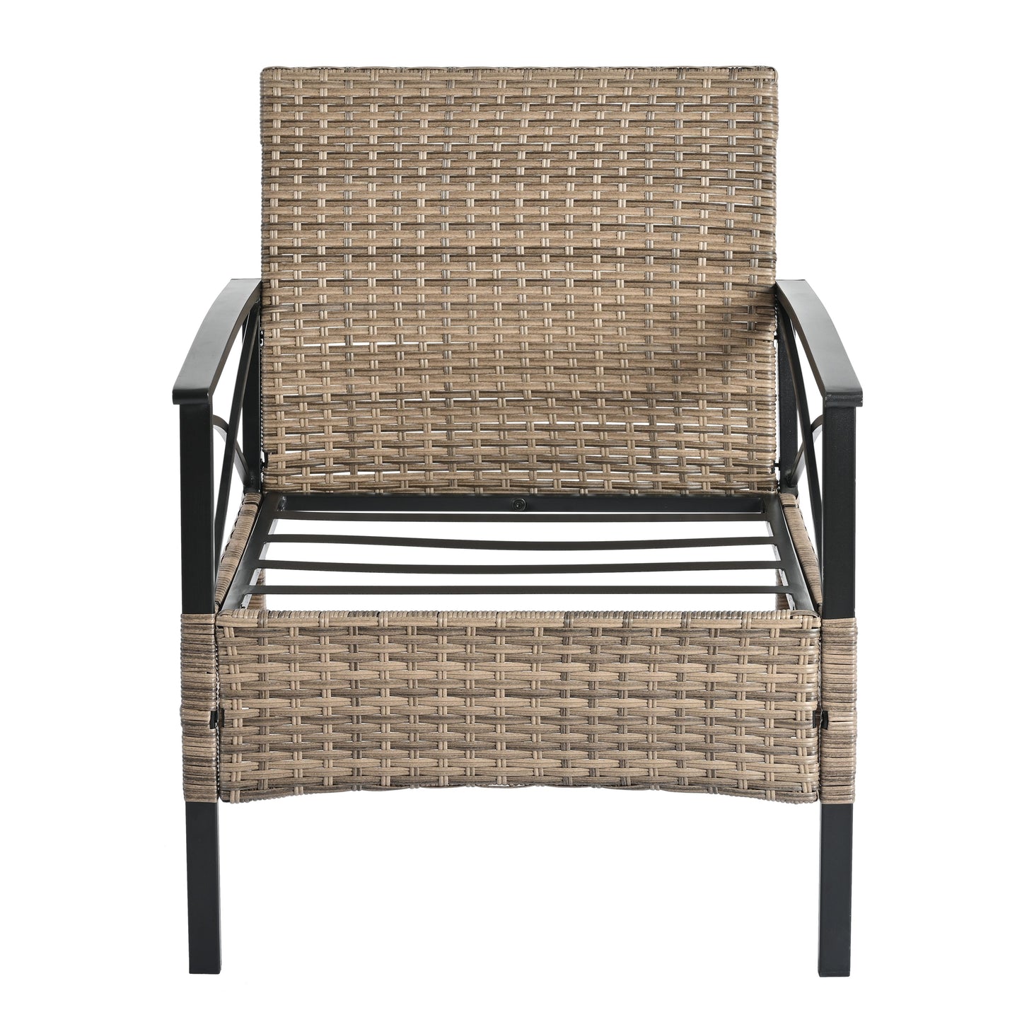 Conjunto de Muebles de Wicker para Exterior Premium con Mesa de Metal Negra