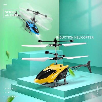 Remote controlled aircraft induction suspended two-way helicopter, drop resistant and playable, rechargeable flying stall toy with lights - Korvel