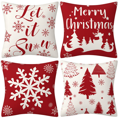Red Christmas Snowflake Pillow Cover for Holiday Decor