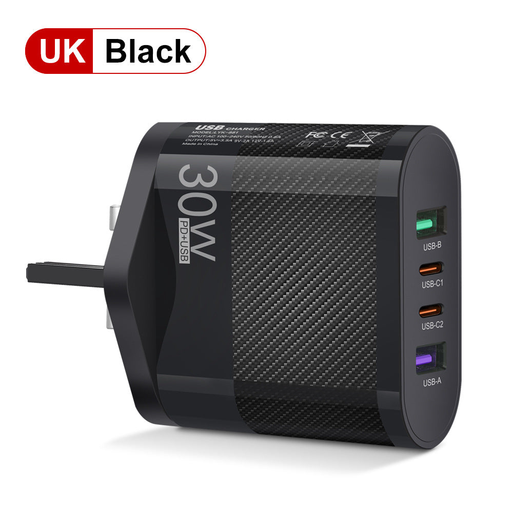 2USB Type-C 30W Mobile Phone Charger Multi Interface Travel Charging Head - Korvel