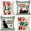 Christmas striped pillow cover linen black cat print pillowcase home holiday decoration cushion cover - Korvel