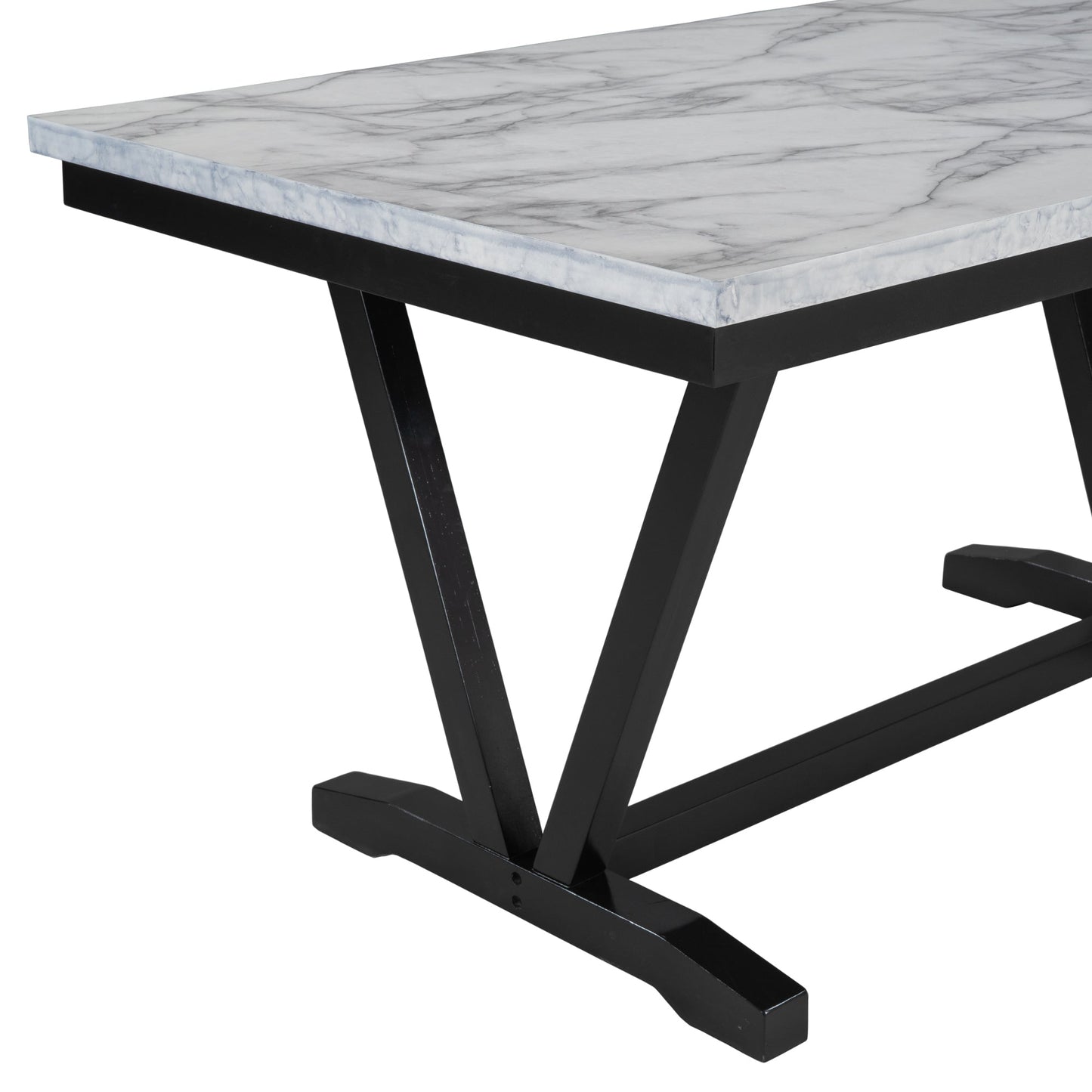 Ensemble de salle à manger moderne TREXM en 6 pièces avec table, chaises et banc