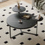 Modern coffee table with two display shelves, Black Faux marble surfaces, Tripod-inspired base,Rounded tabletop edges - Korvel