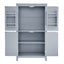 Bathroom floor storage cabinet, bathroom storage cabinet, 4-door independent cabinet, adjustable shelf, adaptive shelf, gray - Korvel