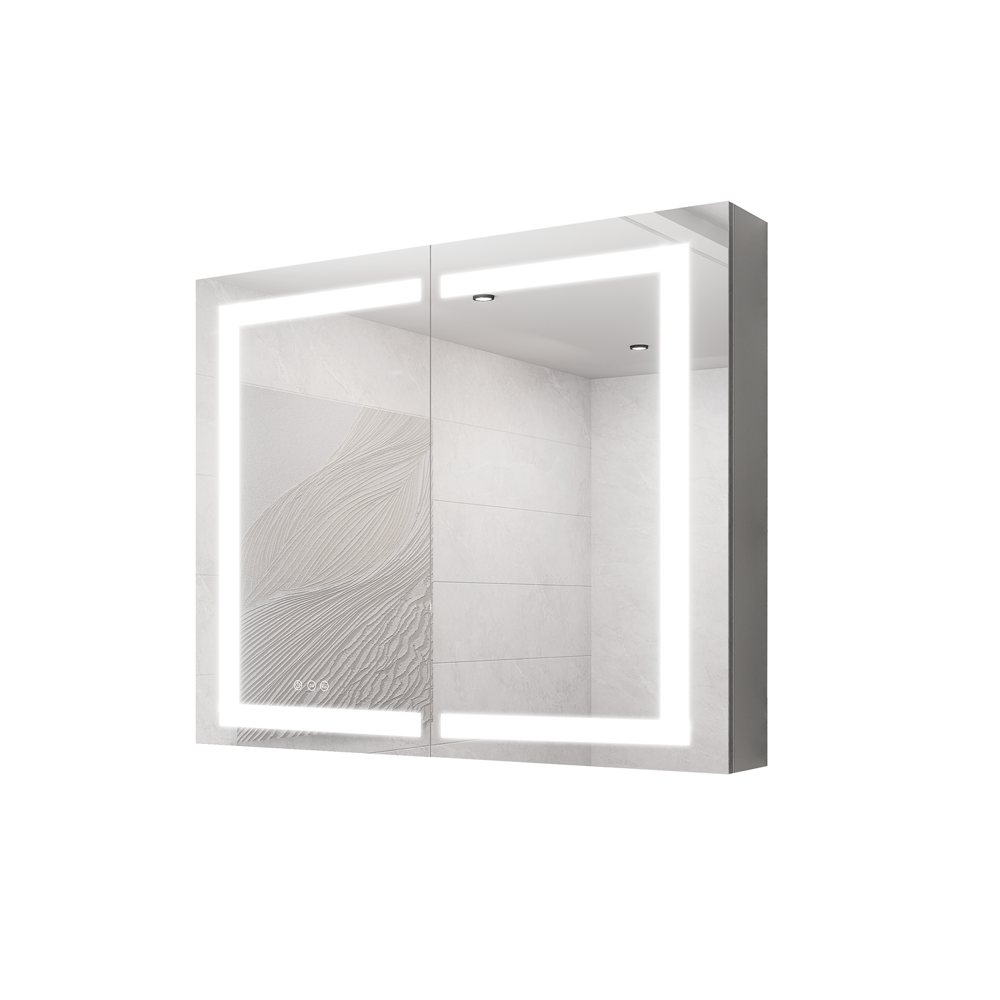 36 x 30 inch Medicine Cabinet with LED Vanity Mirror Anti-Fog  Recessed or Surface Mount Waterproof DimmableAluminum 3000K~6000K Lighted Double Door Bathroom Cabinet with Touch Switch - Korvel